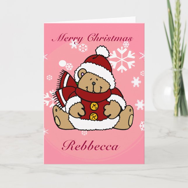 Curte Navidad Personalizada Teddy Bear (Anverso)