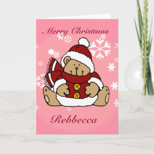 Curte Navidad Personalizada Teddy Bear