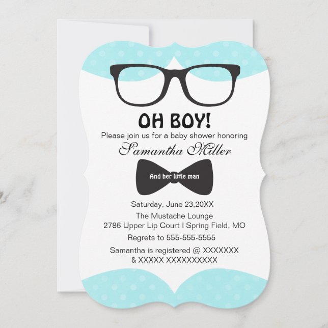 Curte Oh Boy Black Glasses Invitación Baby Shower (Anverso)