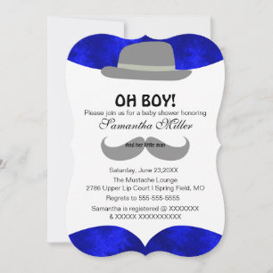 Curte Oh Boy Mustache Invitación Baby Shower