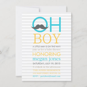 Curte Oh Boy Mustache Invitaciones A La Ducha Bebé