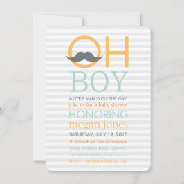 Curte Oh Boy Mustache Invitaciones A La Ducha Bebé