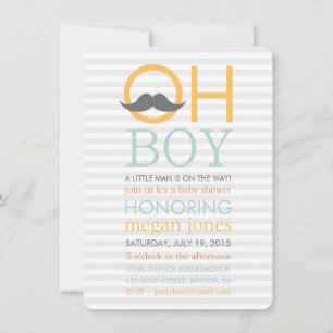 Curte Oh Boy Mustache Invitaciones A La Ducha Bebé