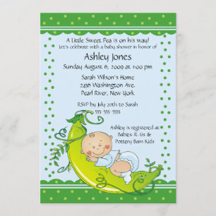 Curte Pea Pod Baby Boy Beower Invitaciones