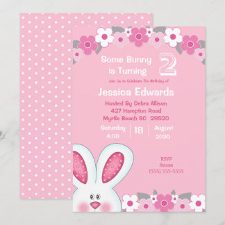 Curte Peeking Bunny Rabbit Invitación de cumpleaño