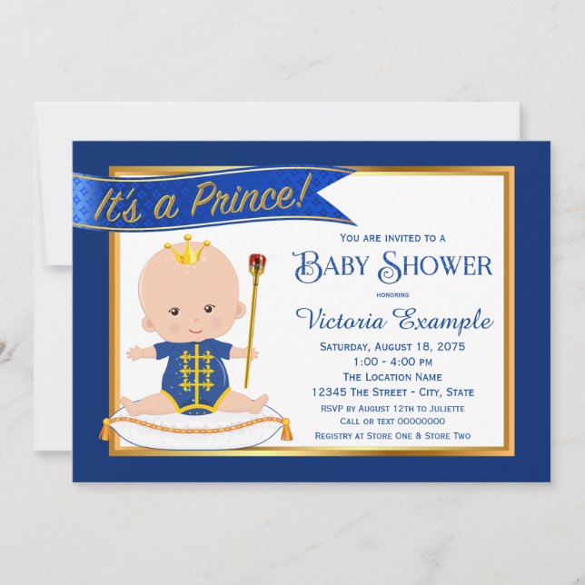 Curte Prince Baby Shower Invitaciones (Anverso)