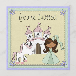 Curte Princess y unicornio Birthday Invitación