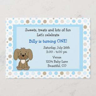 Curte Puppy 1er cumpleaños Invitación para niños