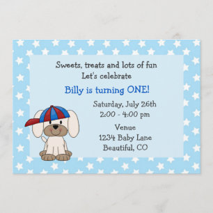 Curte Puppy 1er cumpleaños Invitación para niños