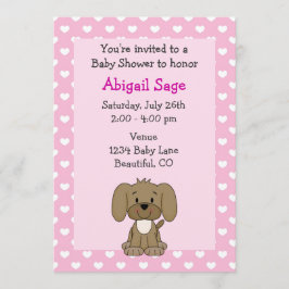 Curte Puppy Baby Girl Shower Invitación