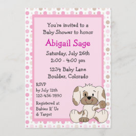 Curte Puppy Baby Girl Shower Invitación