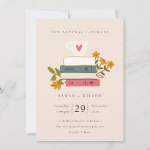 Curte Rubor Stackeado Libros Floral Invitación a r
