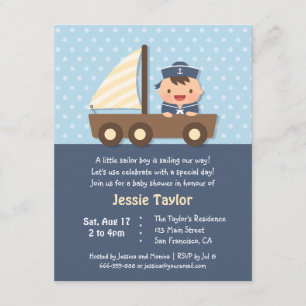 Curte Sailor Boy Nautical Baby Shower Invitaciones