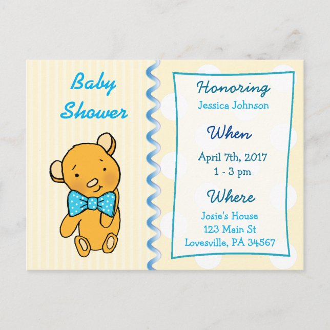 Curte Teddy Bear Tan Invitación Baby Shower (Anverso)