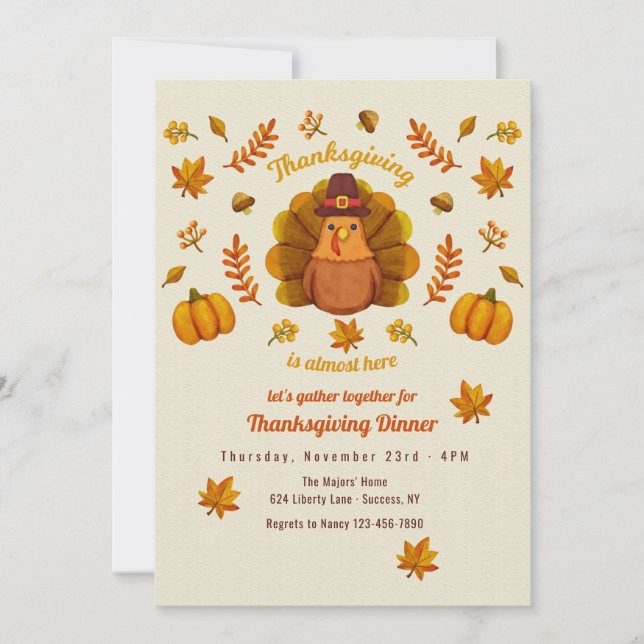 Curte Thanksending Turkey Invitación (Anverso)