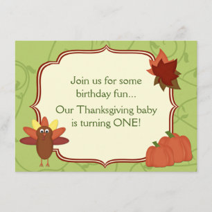 Curte Turkey Thanksending 1ª invitación de cumplea