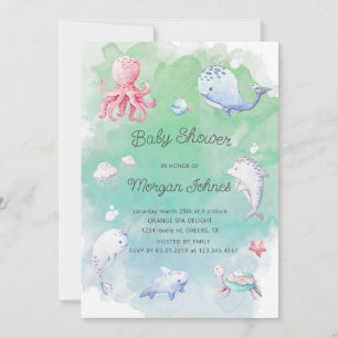 Curte Under the Sea Watercolor Invite de Baby Show