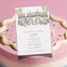 Curte Watercolor Raccoon Invitación al cumpleaños