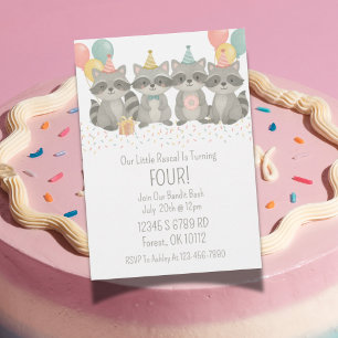 Curte Watercolor Raccoon Invitación al cumpleaños
