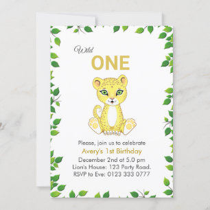 Curte Wild One Leopard Primera Invitación de cumpl