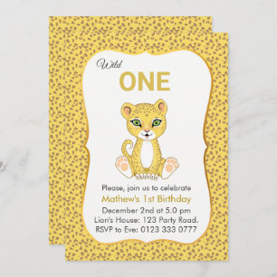 Curte Wild One Leopard Primera Invitación de cumpl
