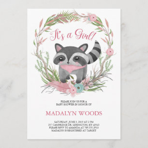 Curte Woodland Raccoon Baby Shower Invitación