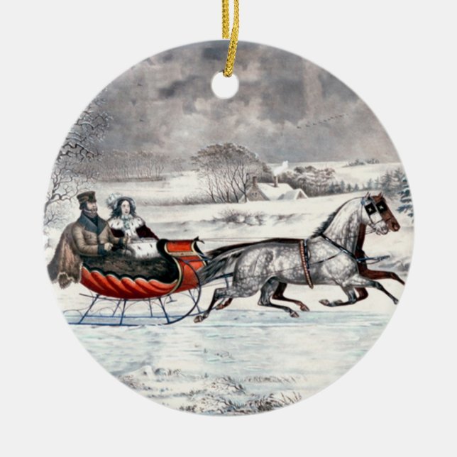Curtidor y Ives - ornamento - el camino, invierno (Frente)