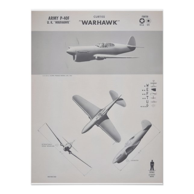 Curtiss P-40 Warhawk Recognition Poster (Anverso)
