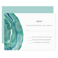Curva de agua Verde azulada Geode Wedding RSVP