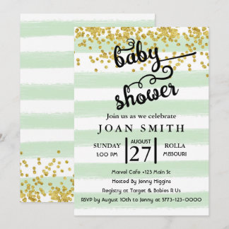Curva de color de agua verde invitación Baby Showe
