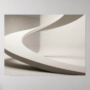 Curva Escultural Blanca Fluyente Arte de Pared Min