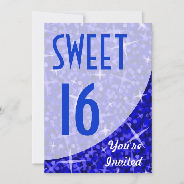Curva Glitz Dark Blue Invitación "Sweet 16" (Anverso)