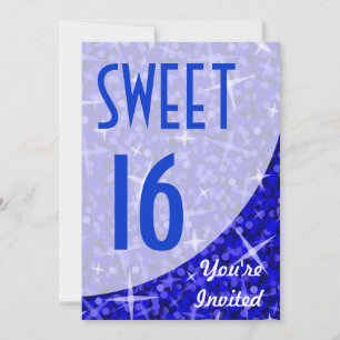 Curva Glitz Dark Blue Invitación "Sweet 16"