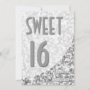 Curva Glitz "Silver" invitación "Sweet 16"
