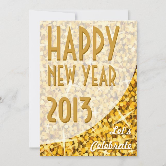Curva "Gold" de Glitz invitación a "Happy New Year (Anverso)