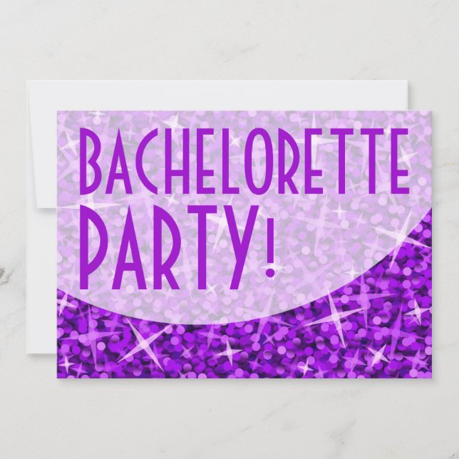 Curva morada de glitz invitación a la Bachelorette (Anverso)