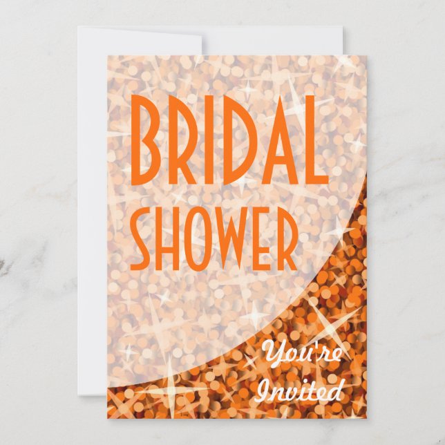 Curva Naranja de Glitz invitación "Bridal Shower" (Anverso)
