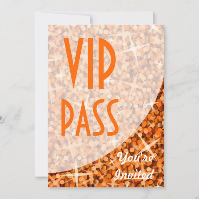 Curva Naranja Glitz invitación "pase VIP" (Anverso)