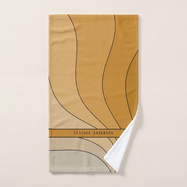 Curvas onduladas Nombre retro beige (Toalla de mano)