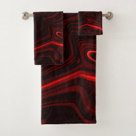 Curvas vermelhas claro e escuro em fundo escuro.