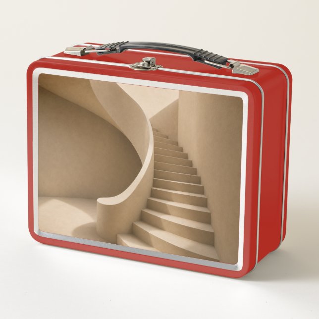 Curved Staircase Minimalist Beige Lunch Box (Anverso)
