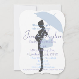 Curvy Blue Silhouette Baby Shower Invitaciones