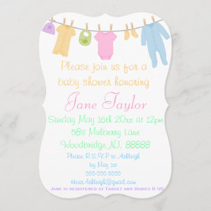 Curvy Little Clothes Invitaciones a la ducha bebé