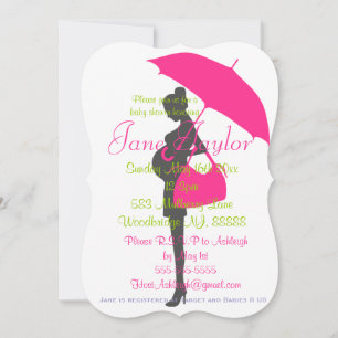 Curvy Magenta Silhouette Baby Invitaciones a Ducha