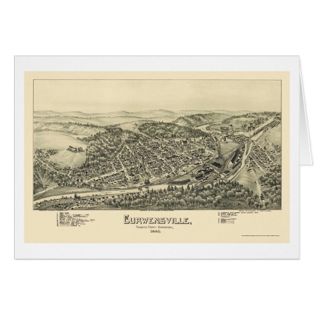 Curwensville, mapa panorámico del PA - 1895 (Anverso (Horizontal))