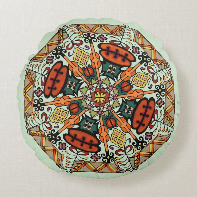 Cushion de almohada de piso Mandala Adinkra - Lt G (Anverso)