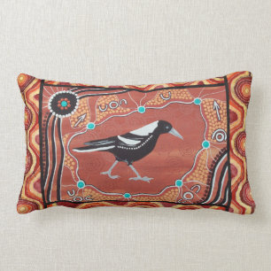 Cushión de almohada otoñal con sueño magpie