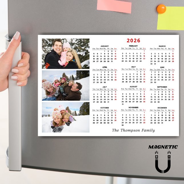 Custom 2026 Calendar Photo Collage Name Magnet   (Subido por el creador)