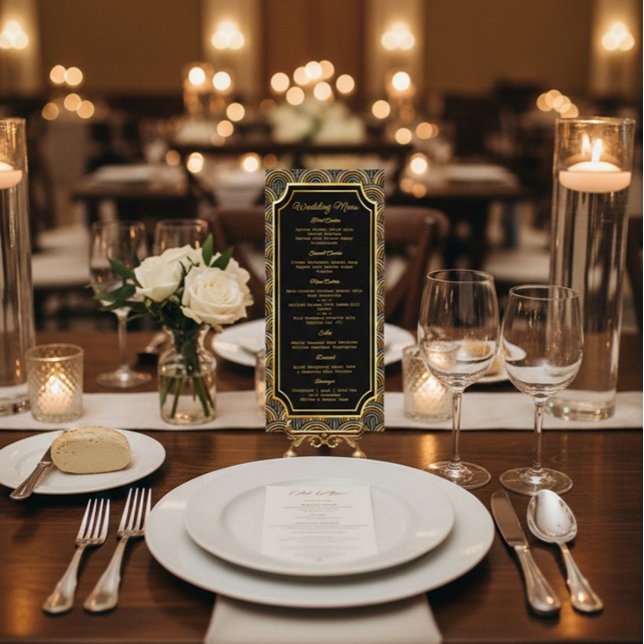 Custom Art Deco Embroidered-Style Wedding Menu (Subido por el creador)