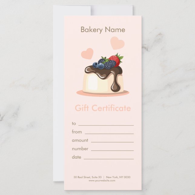 Custom Bakery Gift Certificate  (Anverso)